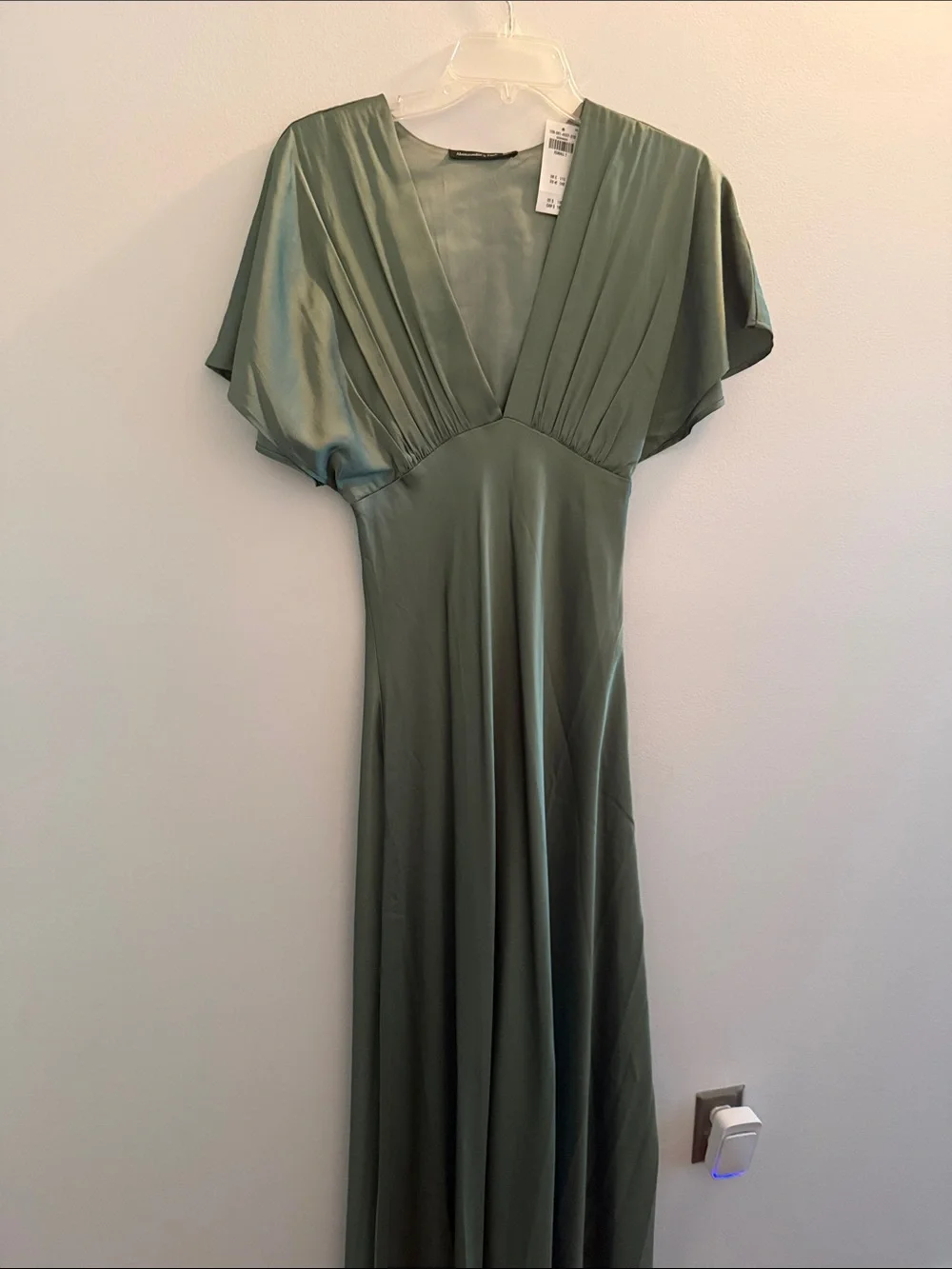 Abercrombie & Fitch Sage Green V-Neck Maxi Dress